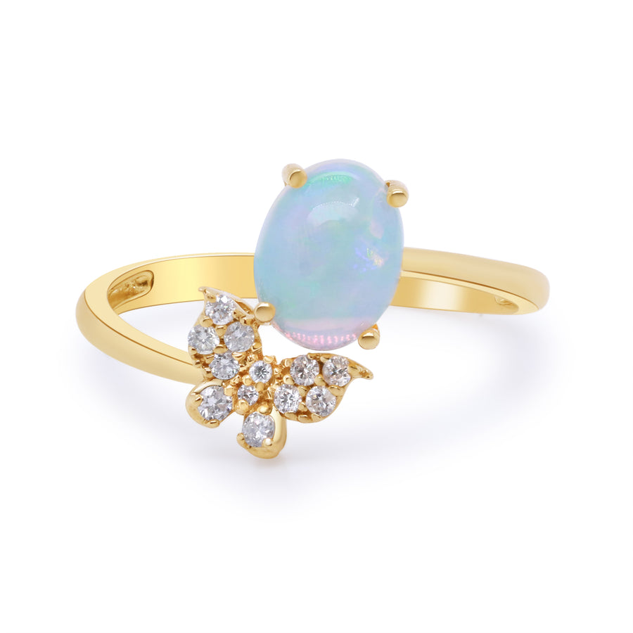 Zhuri 10K Yellow Gold OVal-cut Natural African Opal Ring