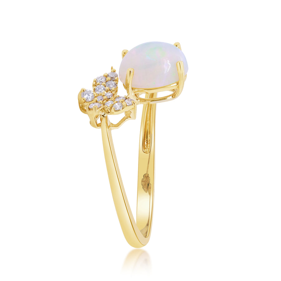 Zhuri 10K Yellow Gold OVal-cut Natural African Opal Ring