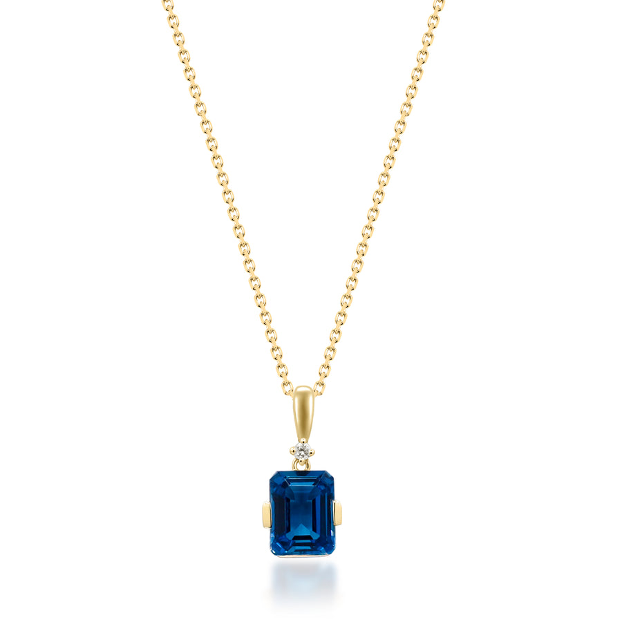 Mila 10K Yellow Gold Emerald-Cut Brazilian London Blue Topaz Pendant