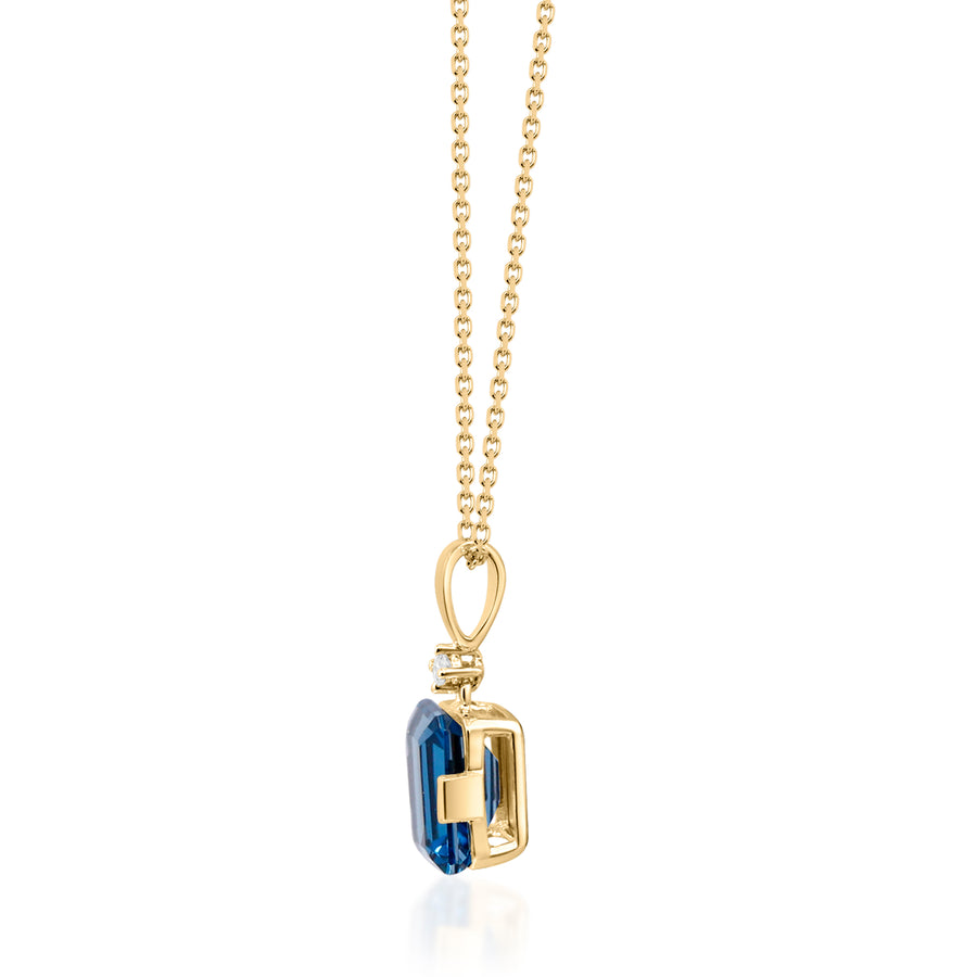 Mila 10K Yellow Gold Emerald-Cut Brazilian London Blue Topaz Pendant