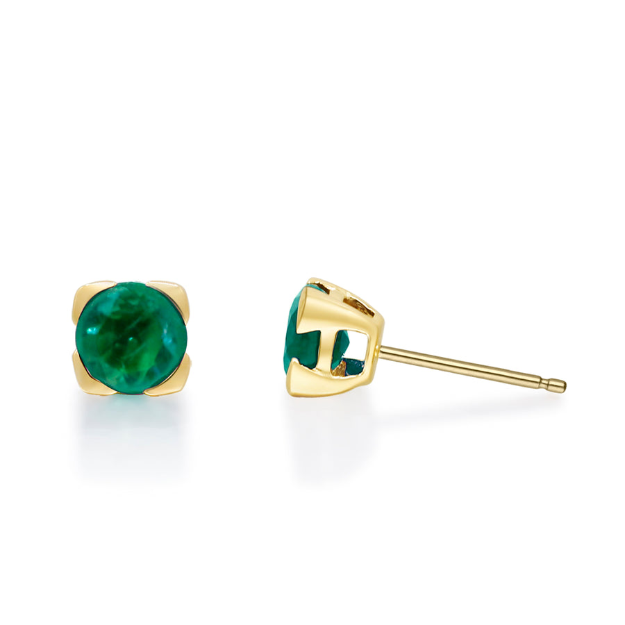 Natalia 10K Yellow Gold Round-Cut Natural Zambian Emerald Earring