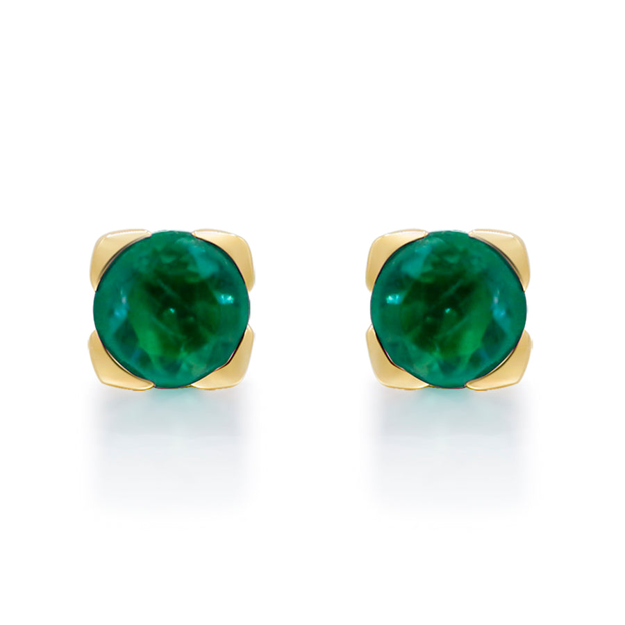 Natalia 10K Yellow Gold Round-Cut Natural Zambian Emerald Earring