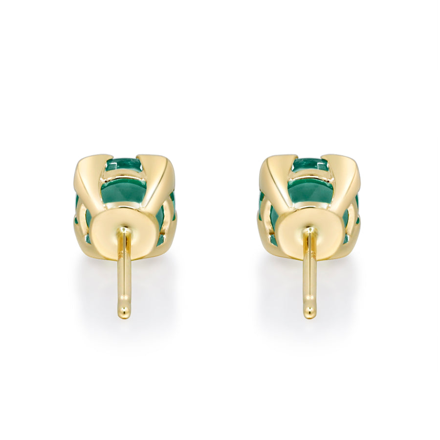 Natalia 10K Yellow Gold Round-Cut Natural Zambian Emerald Earring