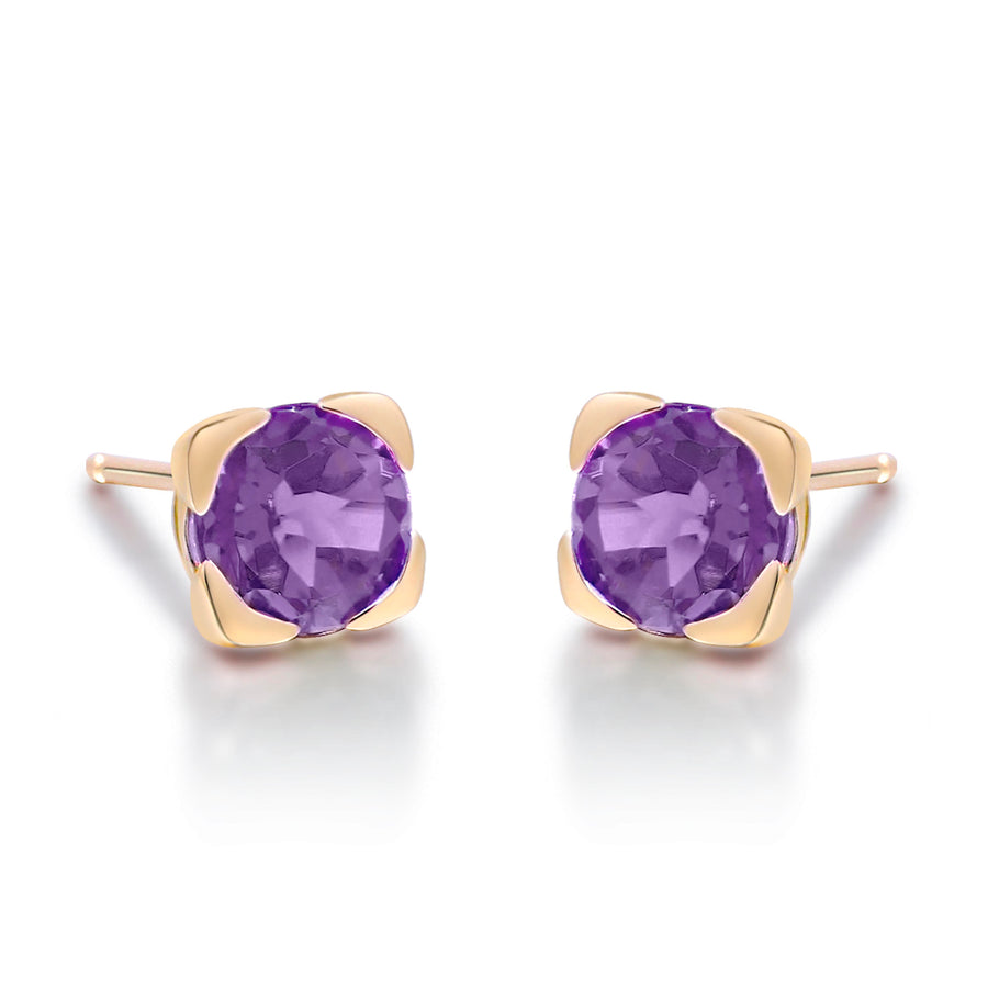 Aria 10K Yellow Gold Round-Cut Brazilian Amethyst Earring