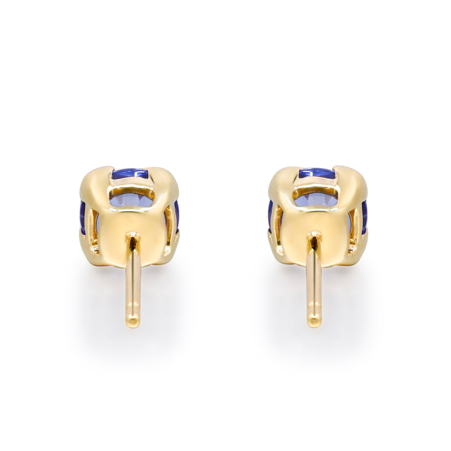 Alice 10K Yellow Gold Round-Cut Tanzanian Tanzanite Earring