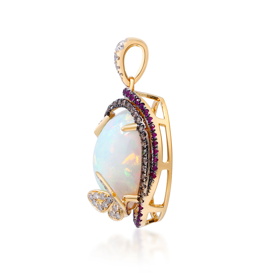 Maeve 14K Yellow Gold Oval-Cab Natural African Opal Pendant