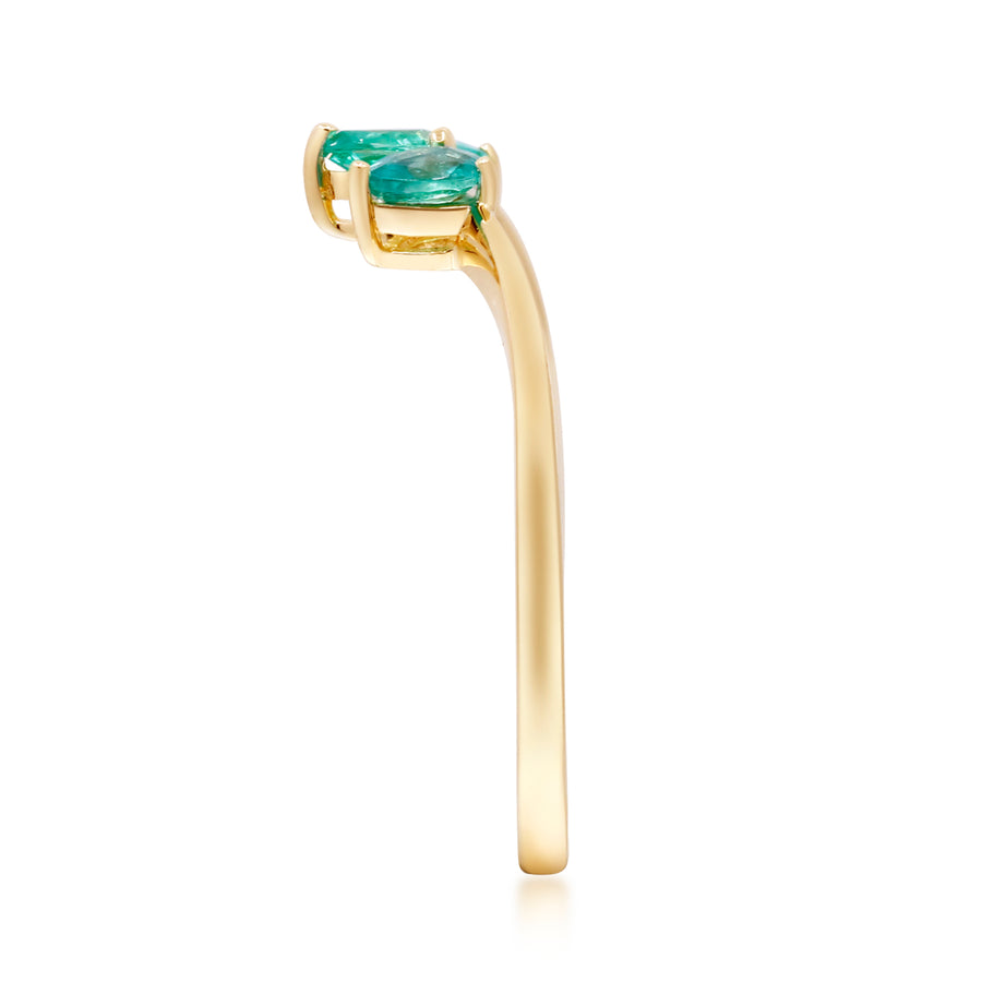 Radiant Elegance: Reese 10K Yellow Gold Ring with Pear-Cut Natural Zambian Emerald