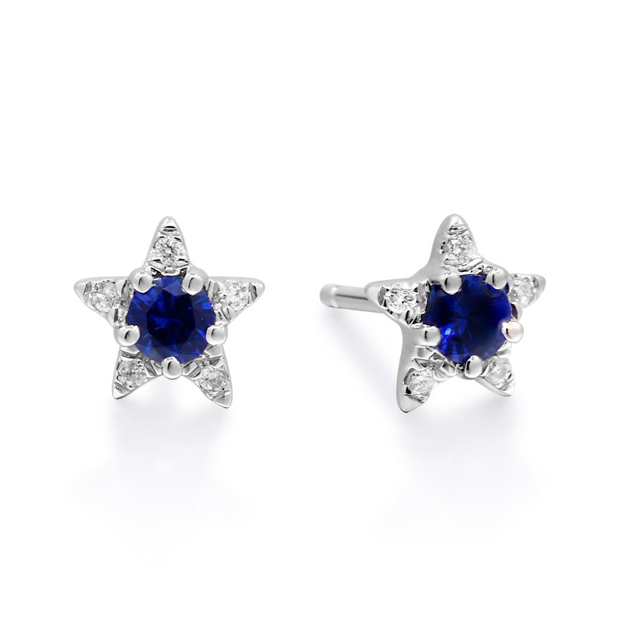 Maren 10K White Gold Round-Cut Ceylon Blue Sapphire Earring