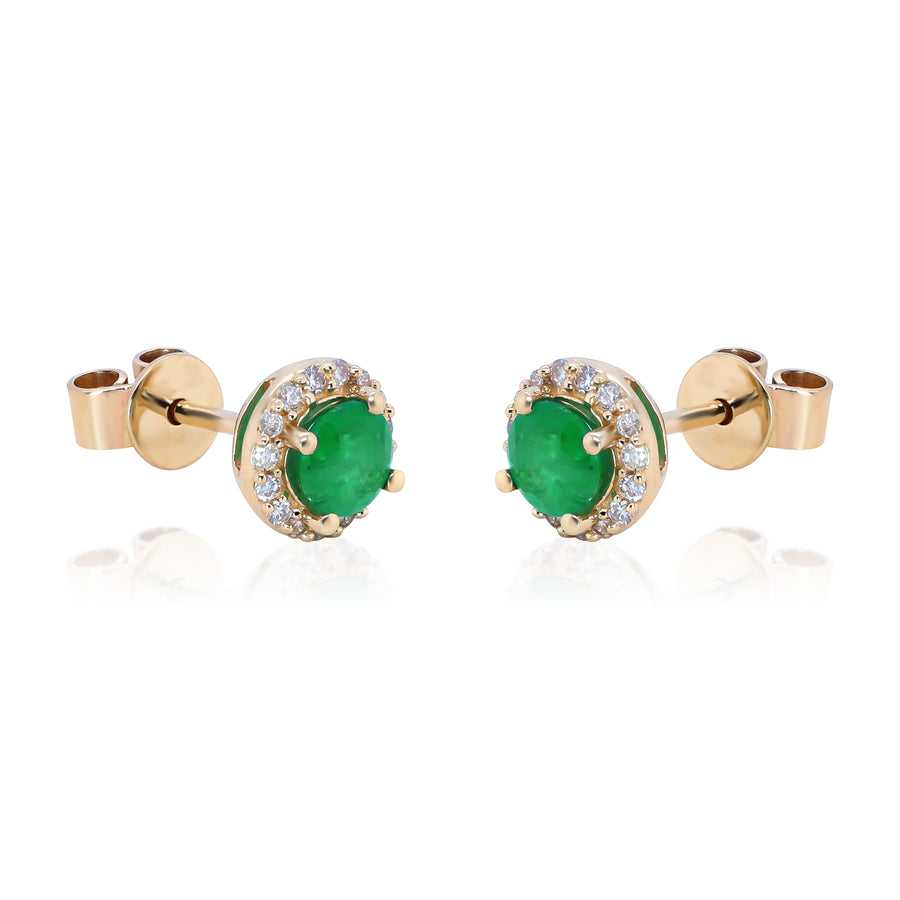 Sandra 14K Yellow Gold Round-Cut Emerald Earrings