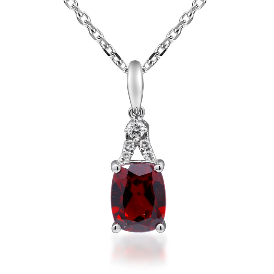 Kahlani 10K White Gold Cushion-Cut Garnet Pendant