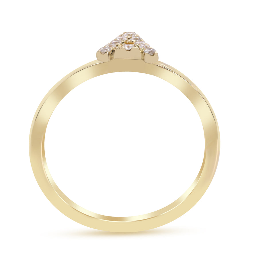 A Initial 14K Yellow Gold Round-Cut White Diamond Ring