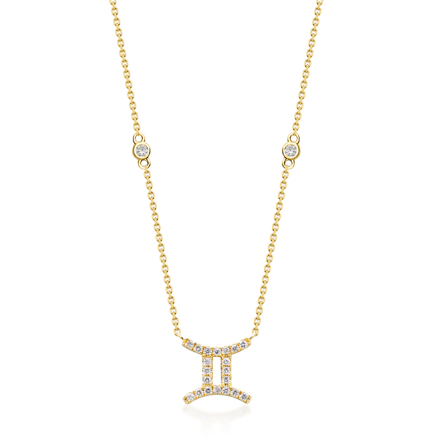 Gemini 14K Yellow Gold Round-Cut White Diamond Pendant