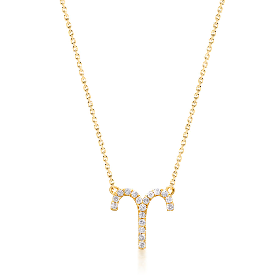 Aries 14K Yellow Gold Round-Cut White Diamond Pendants