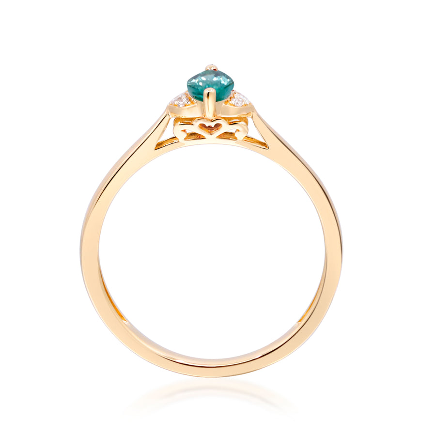 Enchanting Elegance: Blair 14K Yellow Gold Ring with Marquise-Cut Natural Zambian Emerald