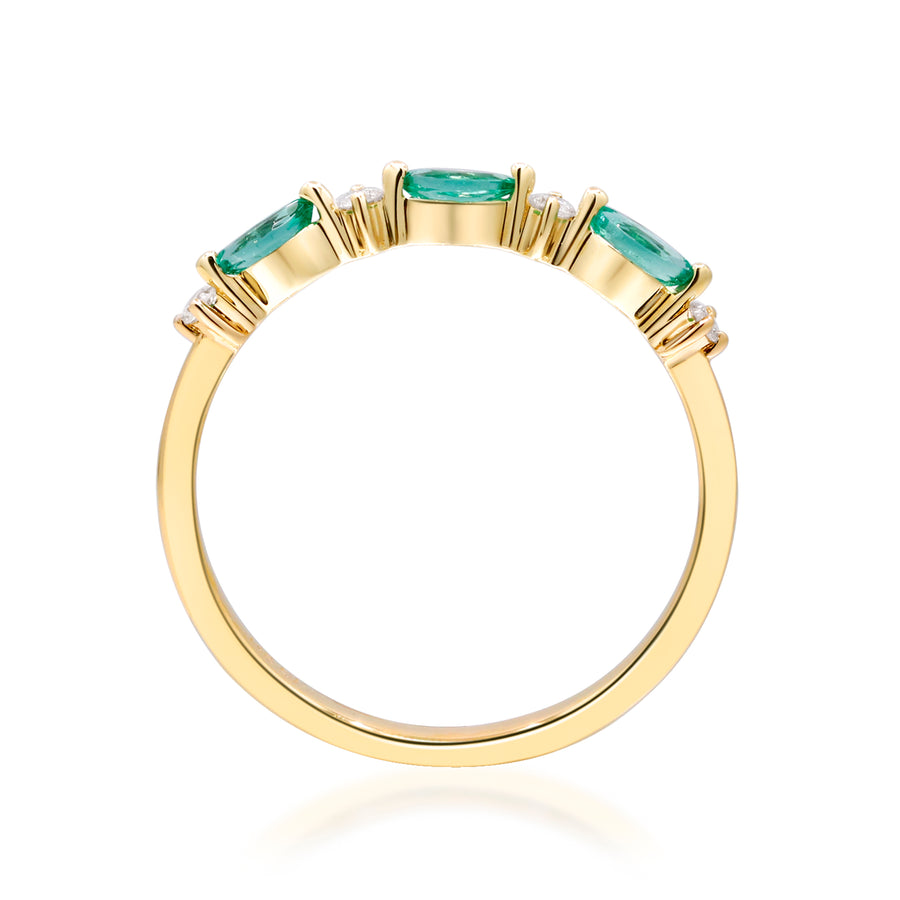 Enchanting Elegance: Remi 14K Yellow Gold Marquise Cut Natural Zambian Emerald Ring