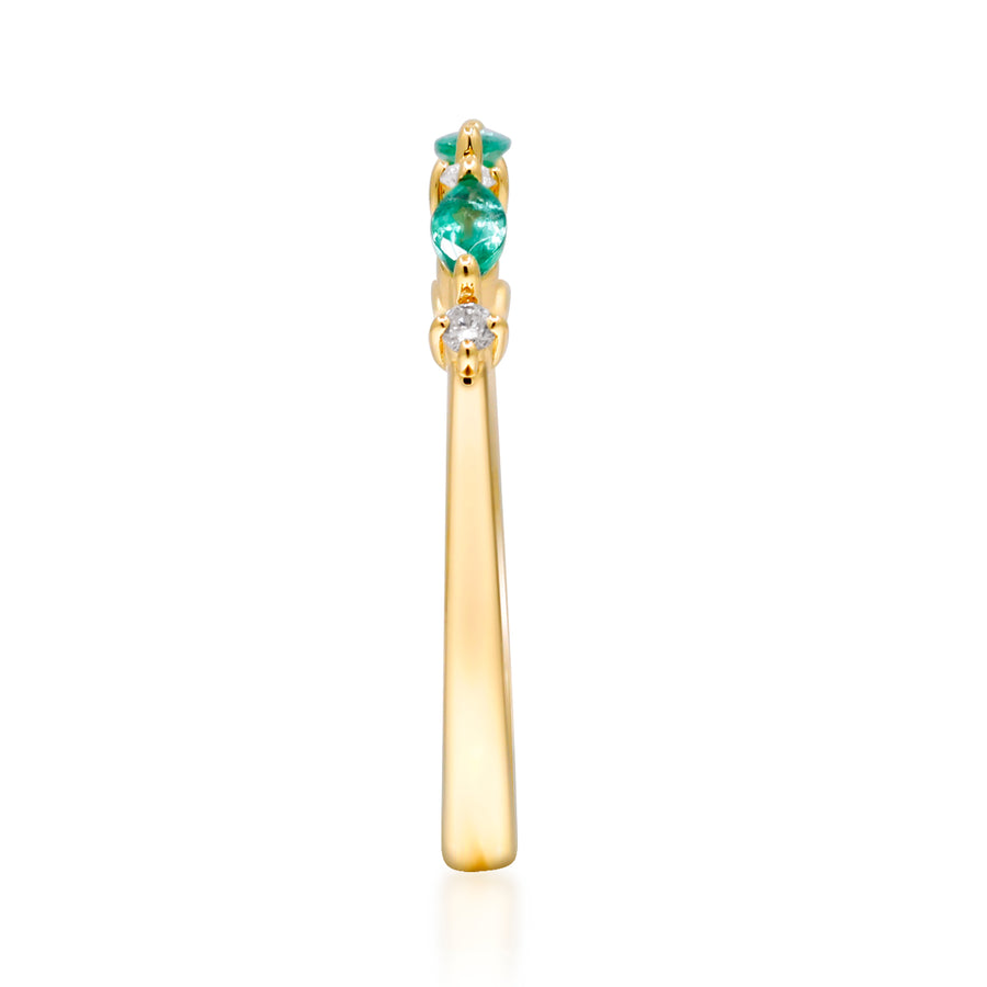 Enchanting Elegance: Remi 14K Yellow Gold Marquise Cut Natural Zambian Emerald Ring