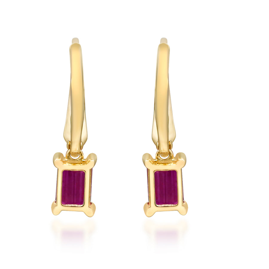 Mila 14K Yellow Gold Emerald-Cut Mozambique Ruby Earring