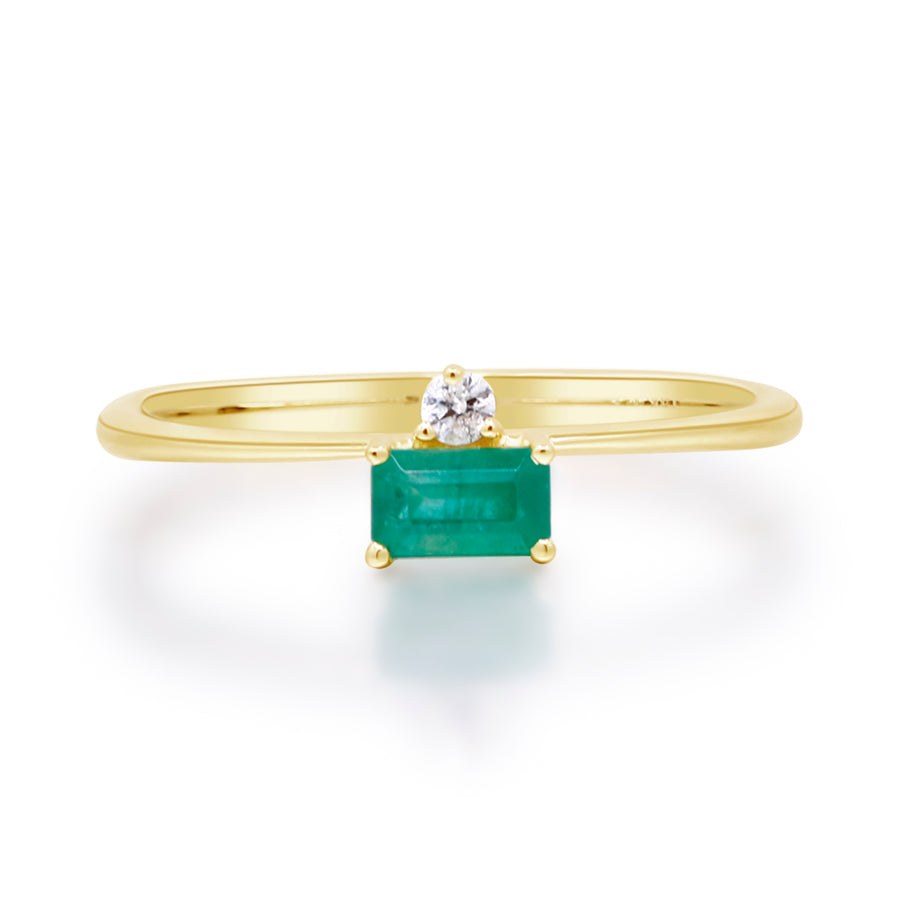 Mia 14K Yellow Gold Emerald -Cut Natural Zambian Emerald Ring