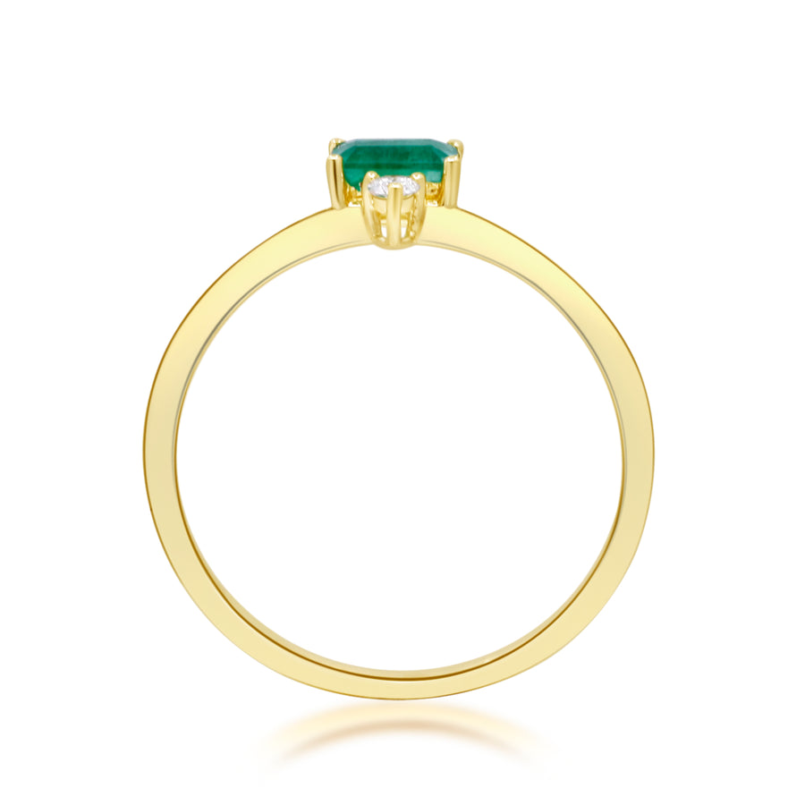 Mia 14K Yellow Gold Emerald -Cut Natural Zambian Emerald Ring