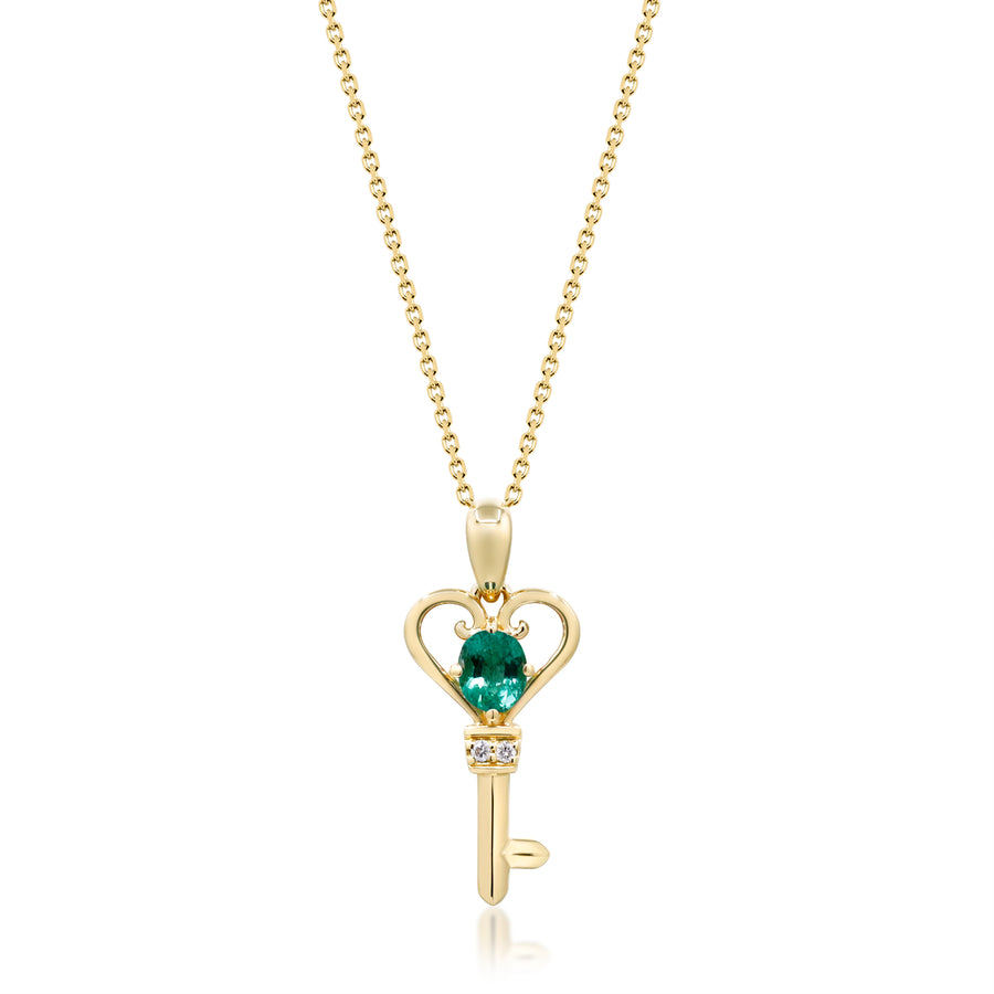 Amelie 14K Yellow Gold Oval -Cut Natural Zambian Emerald Pendant