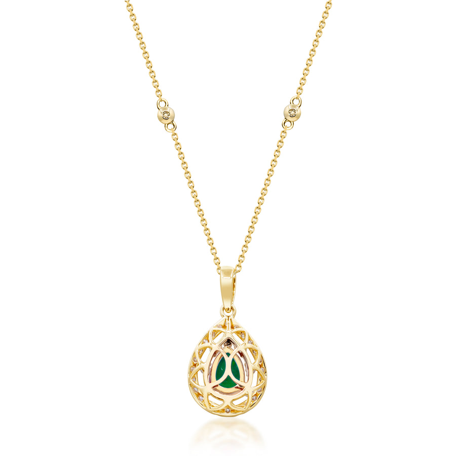 Jaylee 14K Yellow Gold Pear-Cut Natural Zambian Emerald Pendant