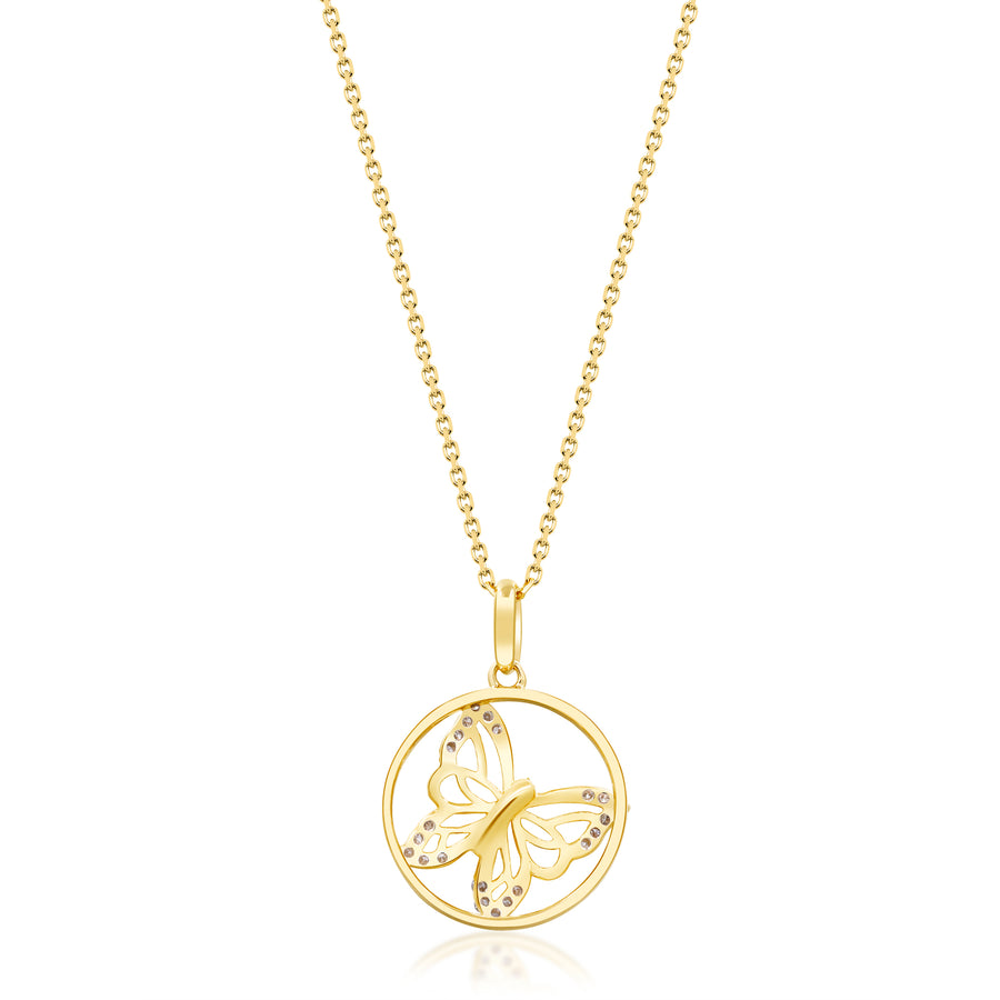 Gin and Grace in collaboration with Smithsonian Museum Collection presents a happy butterfly Pendant in 14K Yellow gold and Diamond for exclusive everyday look