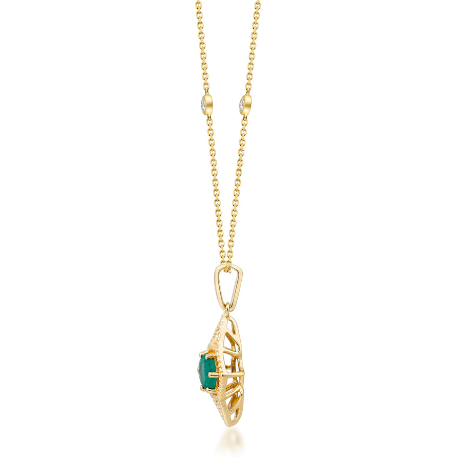 Adia 14K Yellow Gold Round-Cut Natural Zambian Emerald Pendant