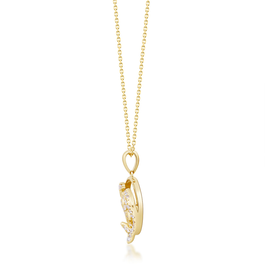 Gin and Grace in collaboration with Smithsonian Museum Collection presents Glamorous, edgy, and dainty 14K Yellow gold dancing dolphin Pendant for everyday