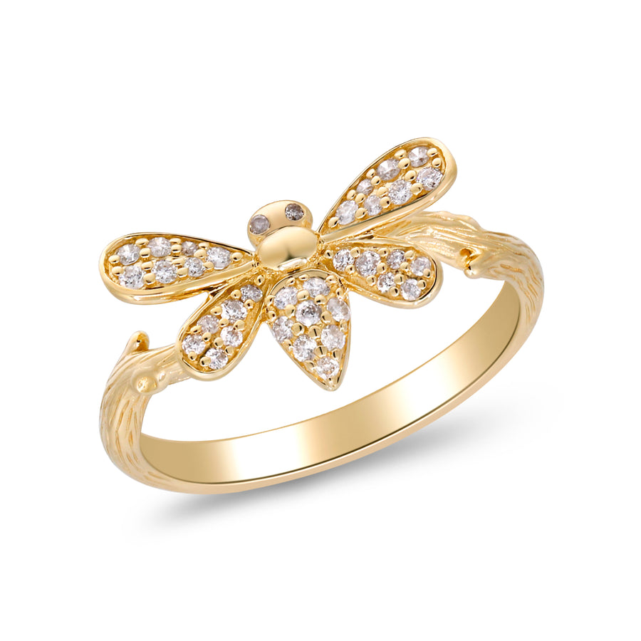 Gin and Grace in collaboration with Smithsonian Museum Collection presents firefly ring in 14K Yellow gold and Diamond for people with an active life style