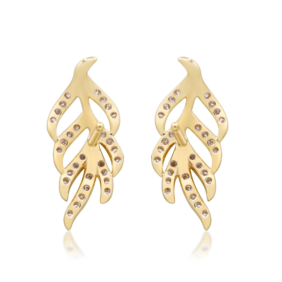 Madison 14K Yellow Gold Round-Cut White Diamond Earring