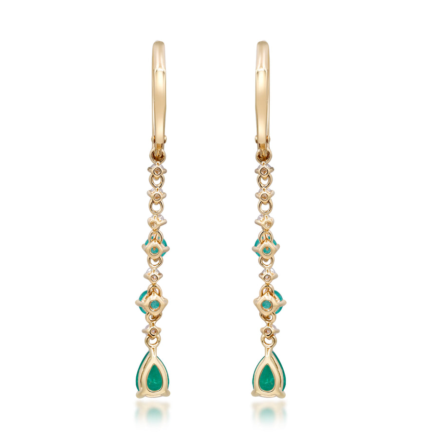 Cecilia 14K Yellow Gold Pear-Cut Natural Zambian Emerald Earring