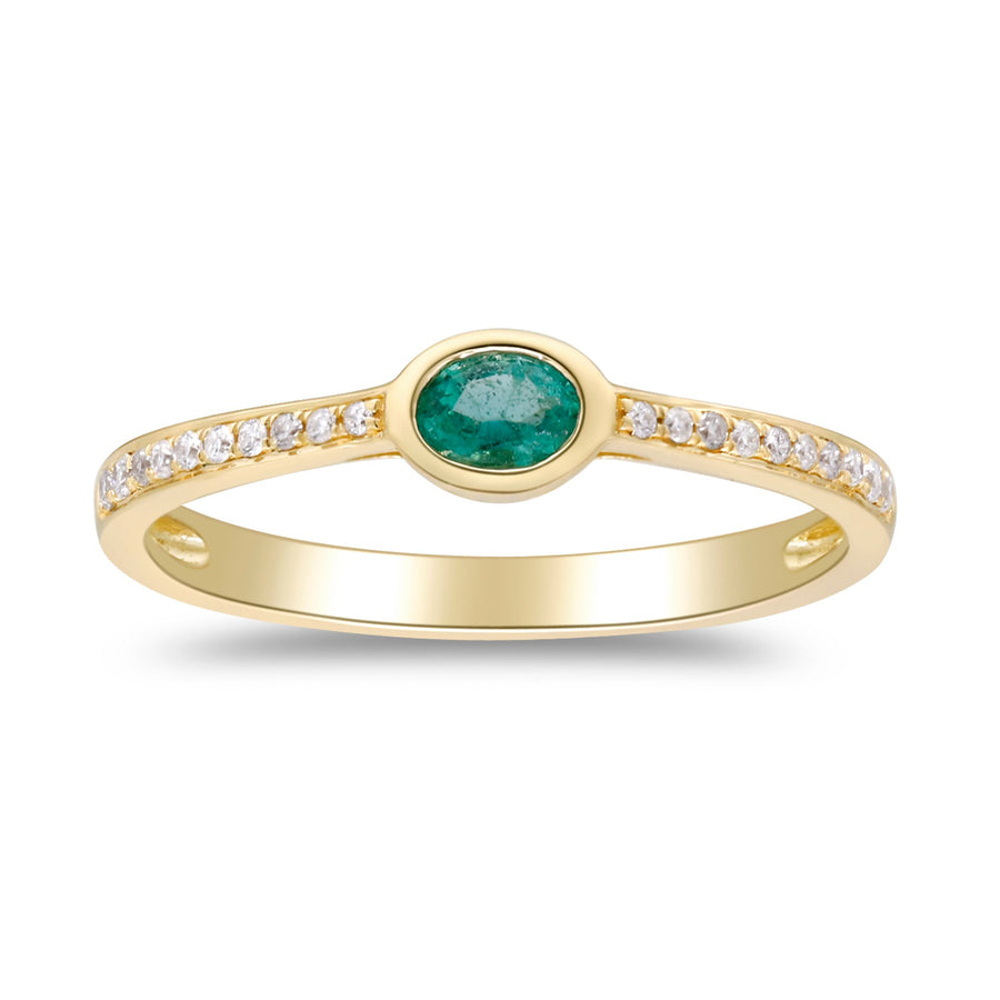 Eva 14K Yellow Gold Ovel-Cut Natural Zambian Emerald Ring