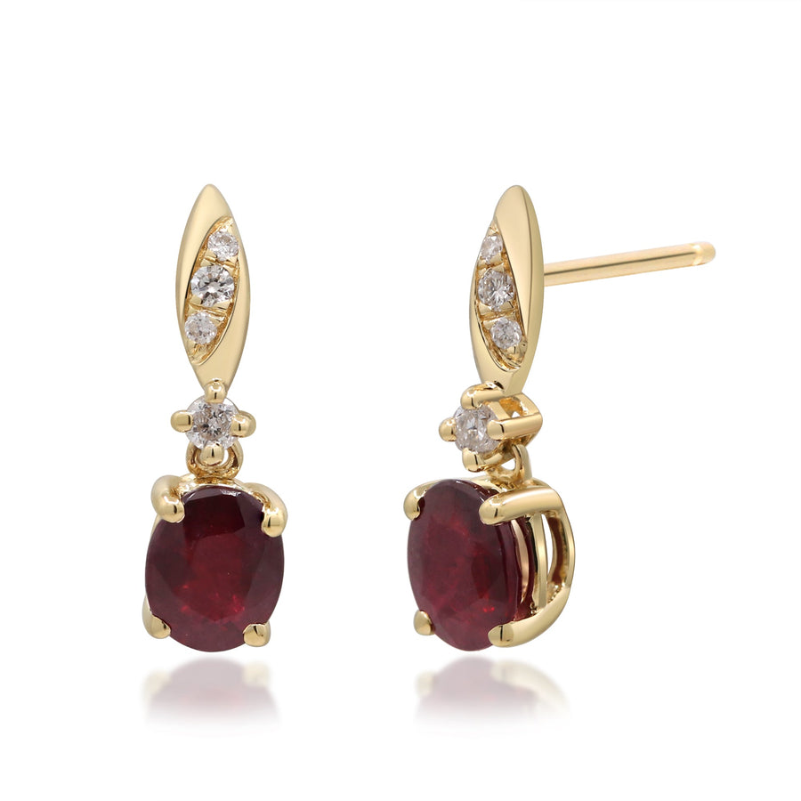 Aliyah 14K Yellow Gold Oval-Cut Mozambique Ruby Earrings