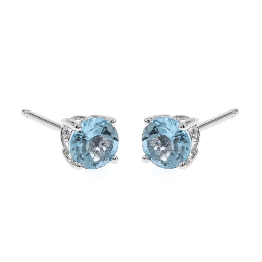 Jaycee 14K White Gold Round-Cut Brazilian Aquamarine Earring