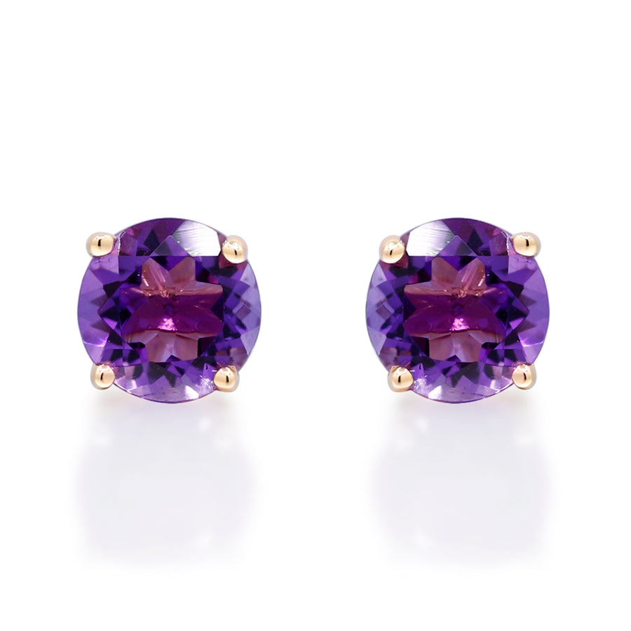 Clare 10K Yellow Gold Round-Cut Brazilian Amethyst Earring