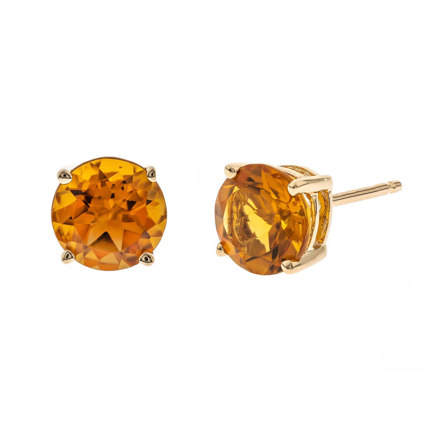 Mikayla 14K Yellow Gold Round-Cut Brazilian Citrine Earring