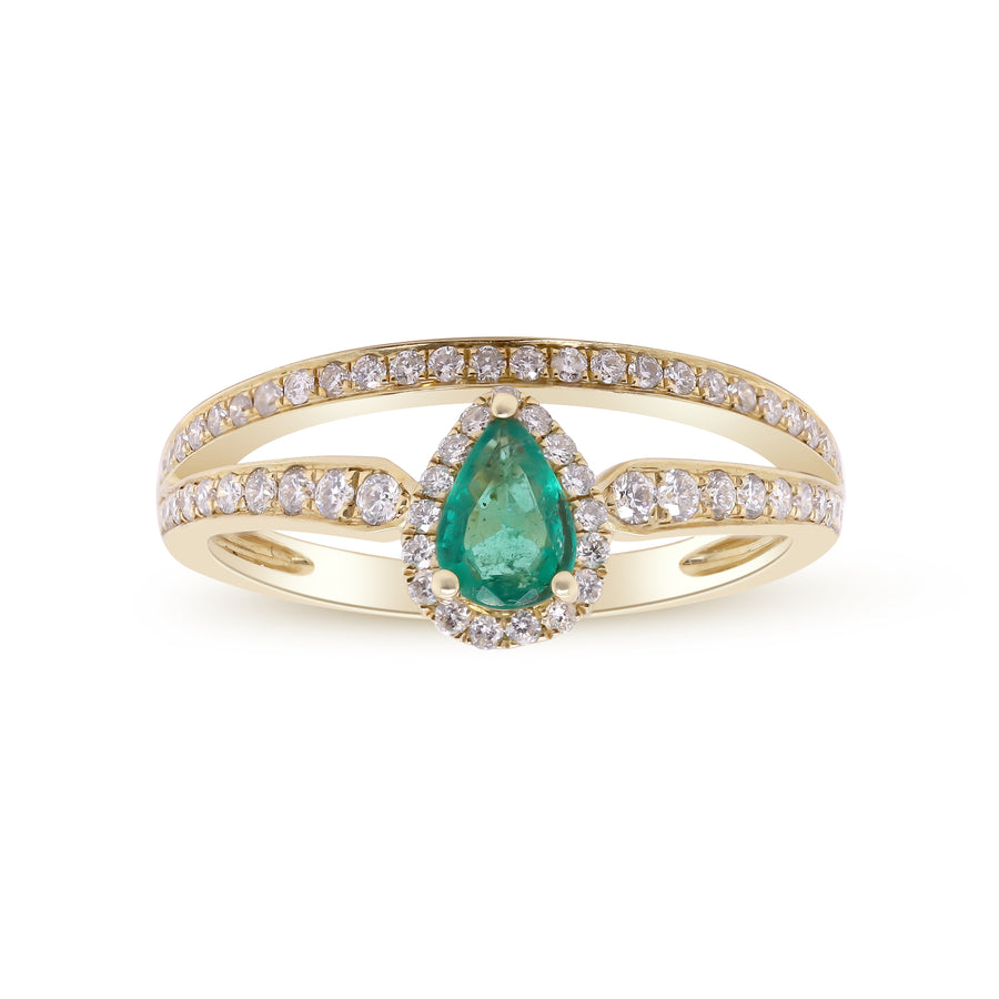 Ezra 14K Yellow Gold Ring with Pear-Cut Emerald