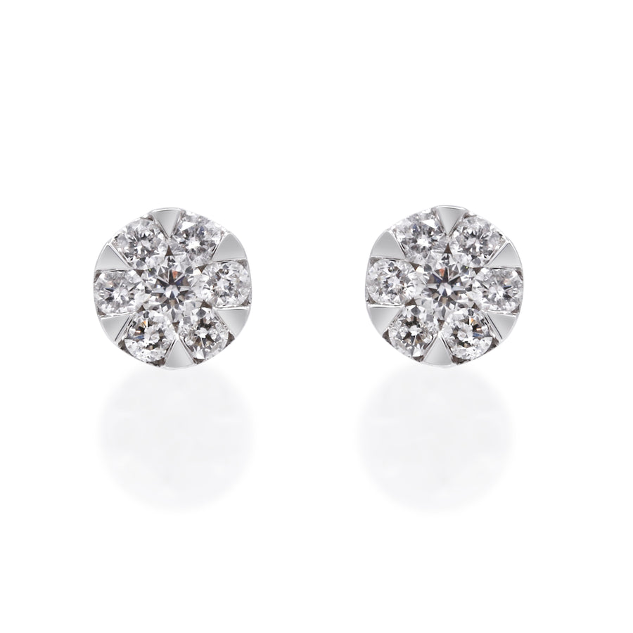 Sparkling Splendor 14K White Gold Round-Cut White Diamond Earring