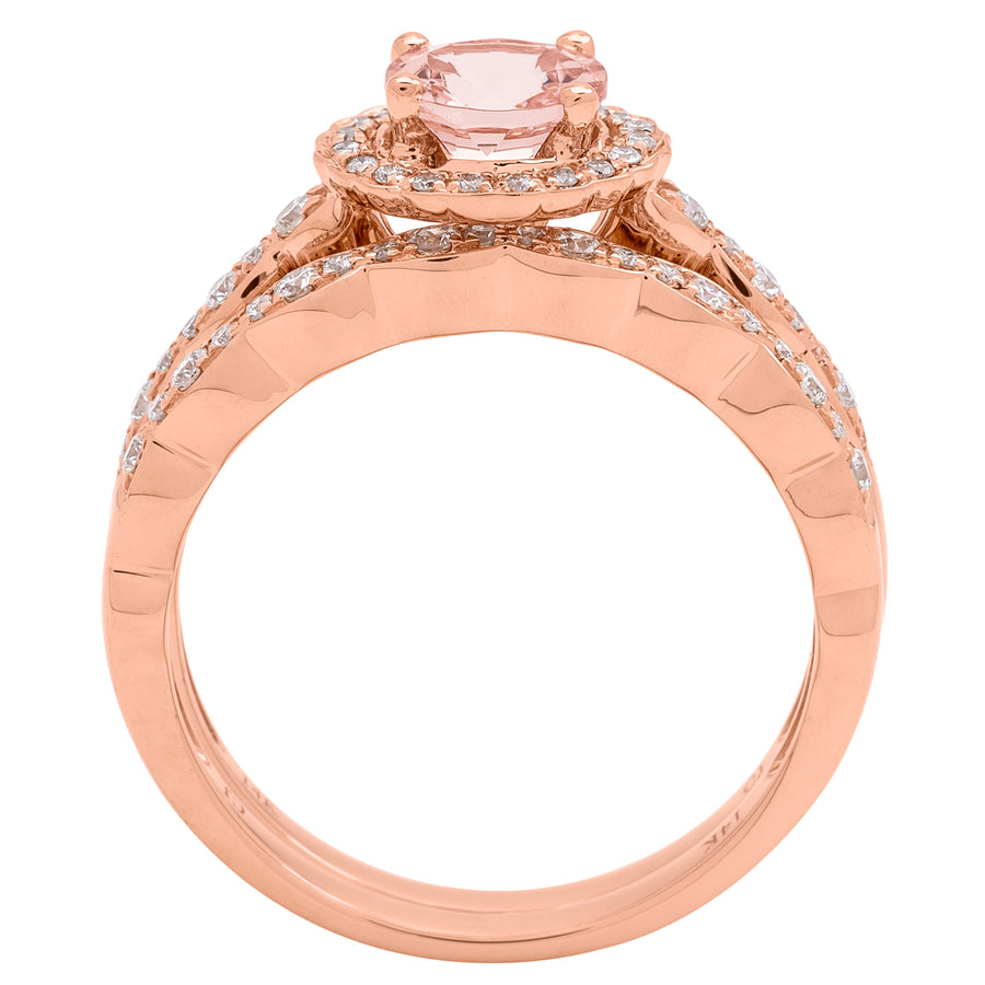 Elora 14K Rose Gold Round-Cut Madagascar Morganite Ring