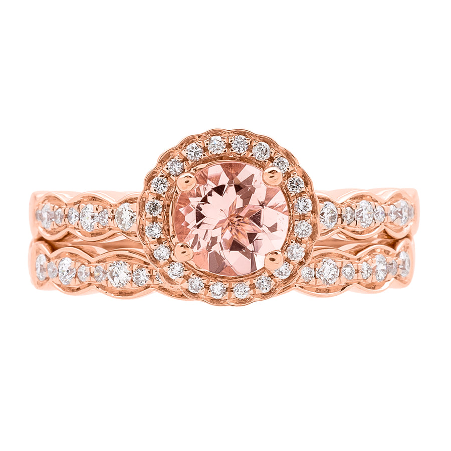 Elora 14K Rose Gold Round-Cut Madagascar Morganite Ring