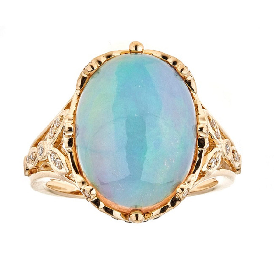 Maya 14K Yellow Gold Oval-Cab Natural African Opal Ring