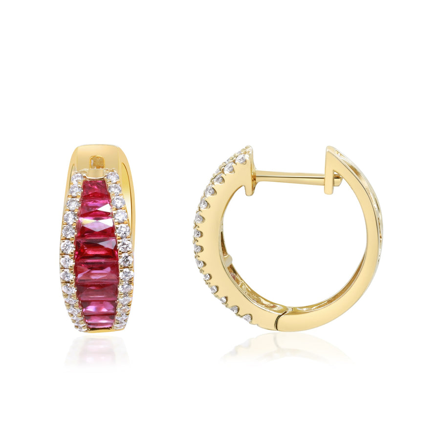 Milani 14K Yellow Gold Baguette-Cut Mozambique Ruby Earrings