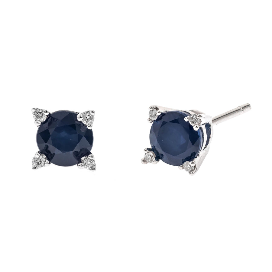 Alessia 10K White Gold Round-Cut Ceylon Blue Sapphire Earring