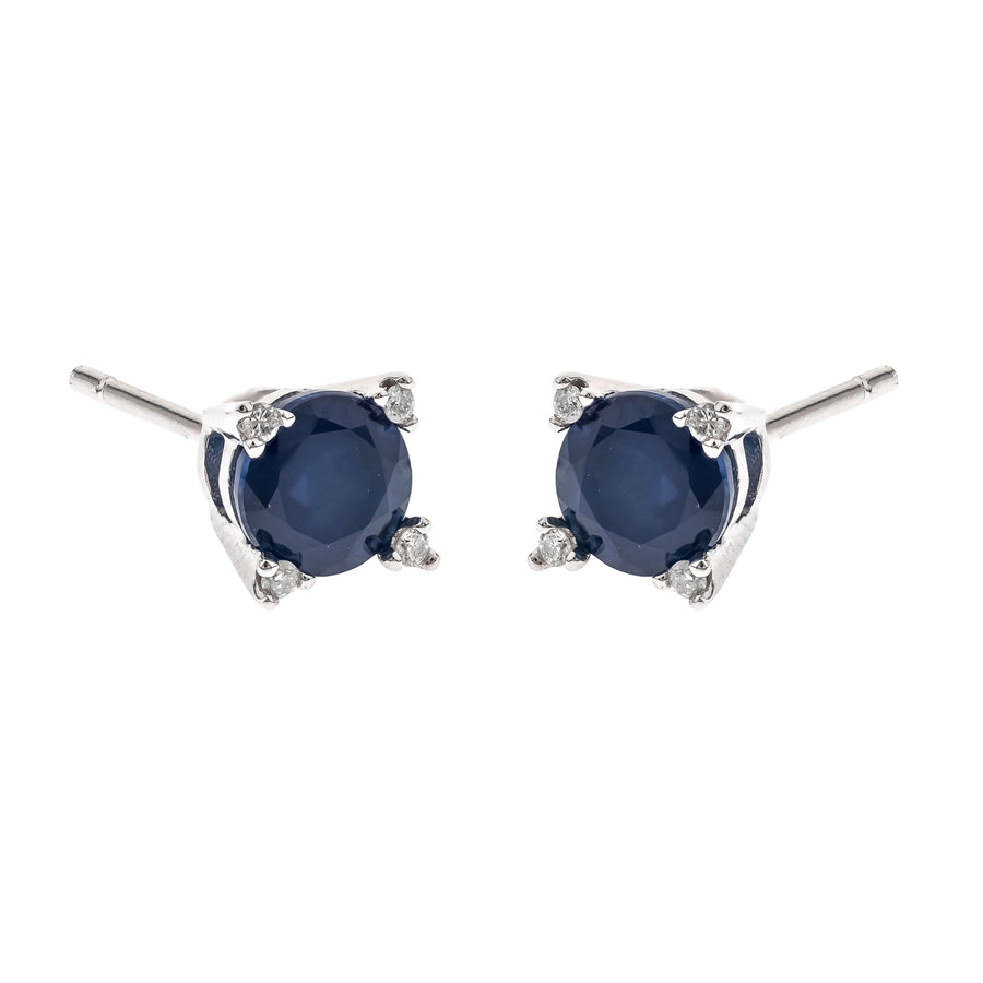 Alessia 10K White Gold Round-Cut Ceylon Blue Sapphire Earring