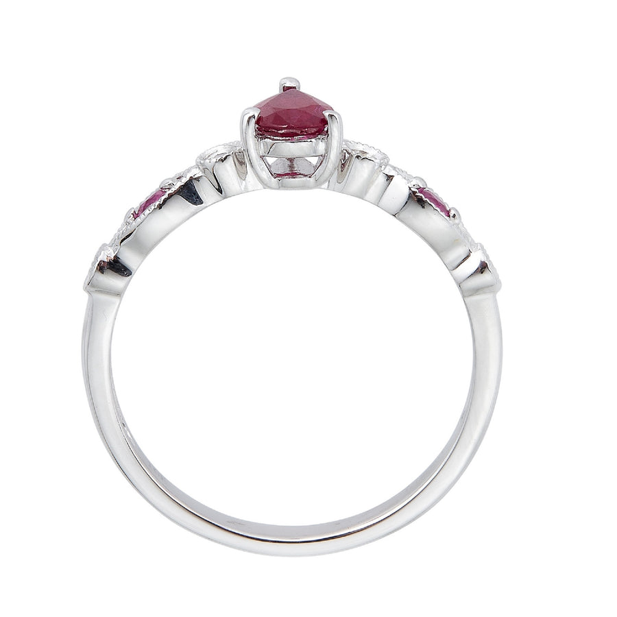 Kimber 10K White Gold Pear-Cut Ruby Ring