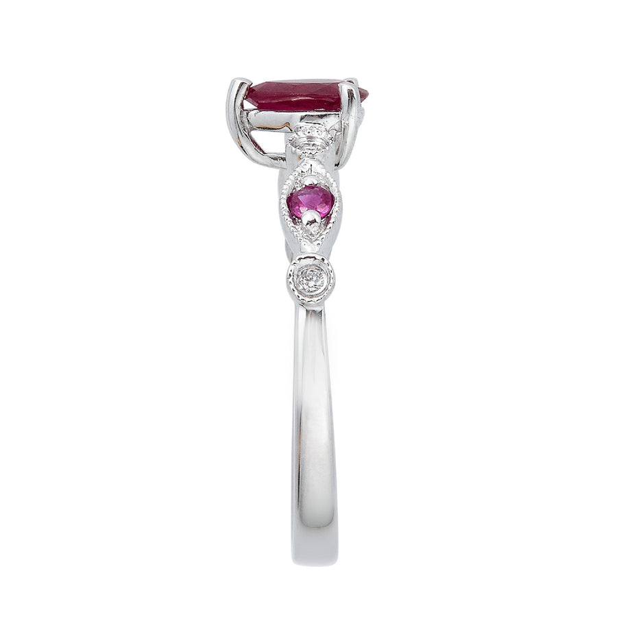 Kimber 10K White Gold Pear-Cut Ruby Ring