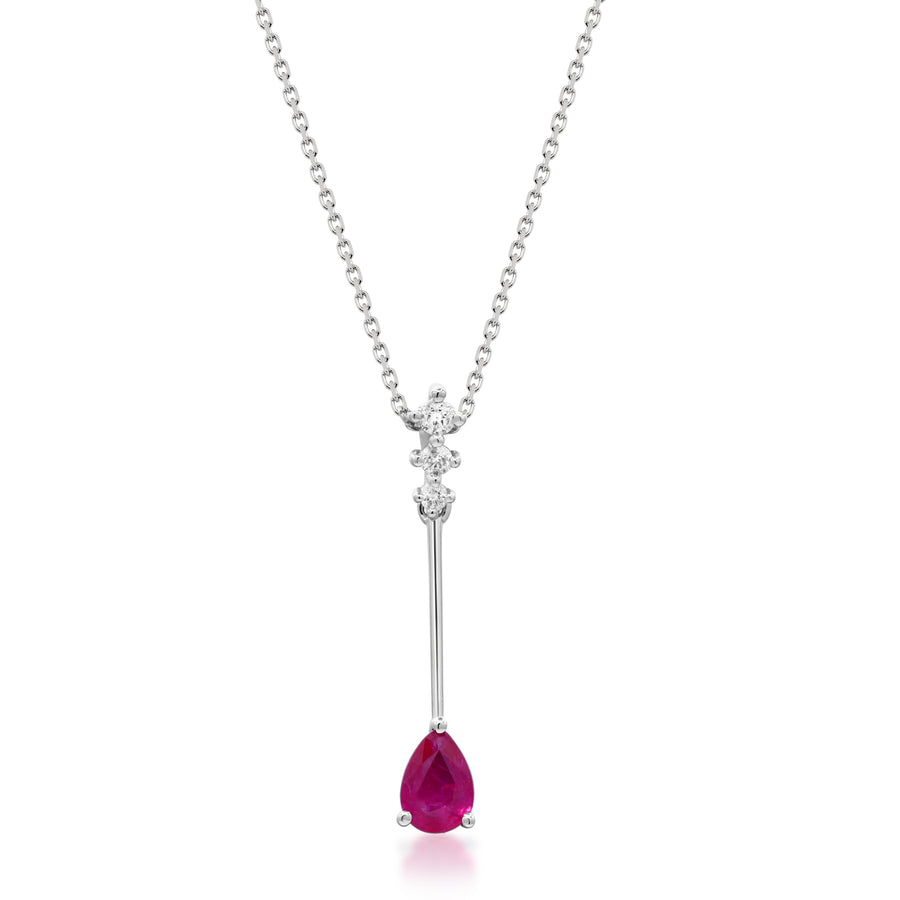 Angel 10K White Gold Pear-Cut Mozambique Ruby Necklace