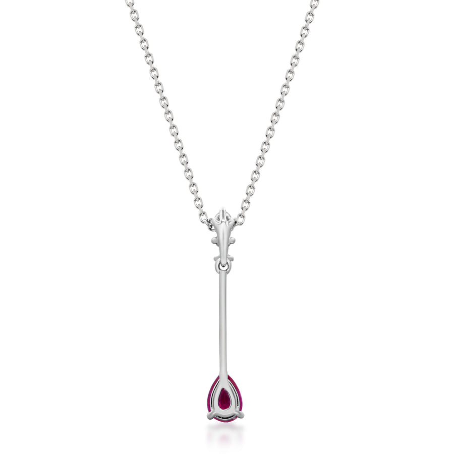 Angel 10K White Gold Pear-Cut Mozambique Ruby Necklace