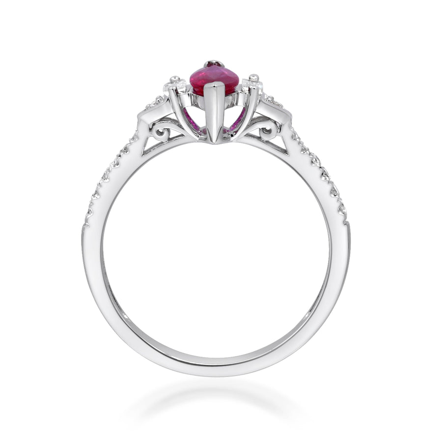 Elena 10K White Gold Marquise-Cut  Mozambique Ruby Ring