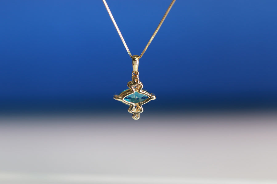 Hadley 14K Yellow Gold Marquise-Cut Brazilian London Blue Topaz Pendant